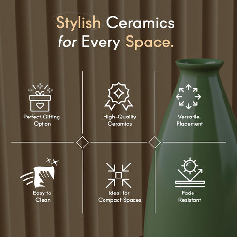 Green Bottle 9 Ceramic Vase - The Earth Store - Planter